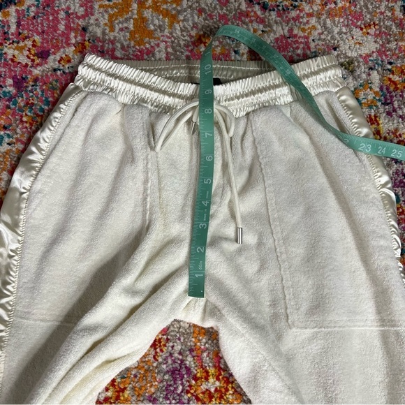 ATM Loop Cream Satin French Cotton Terry Pull-on‎ Chalk Jogger Track Pants - Picture 15 of 16